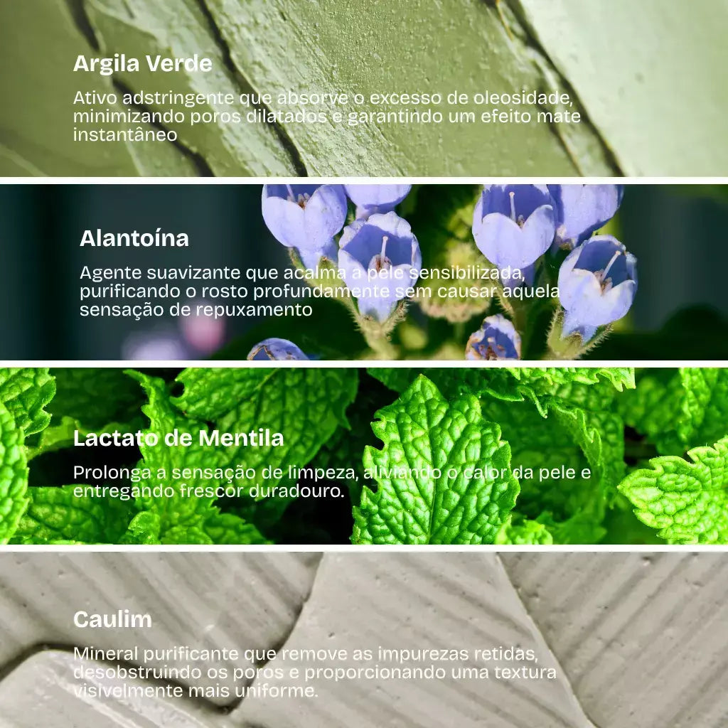 Duo Argila Verde + Argila Rosa: controle de oleosidade e viço imediato