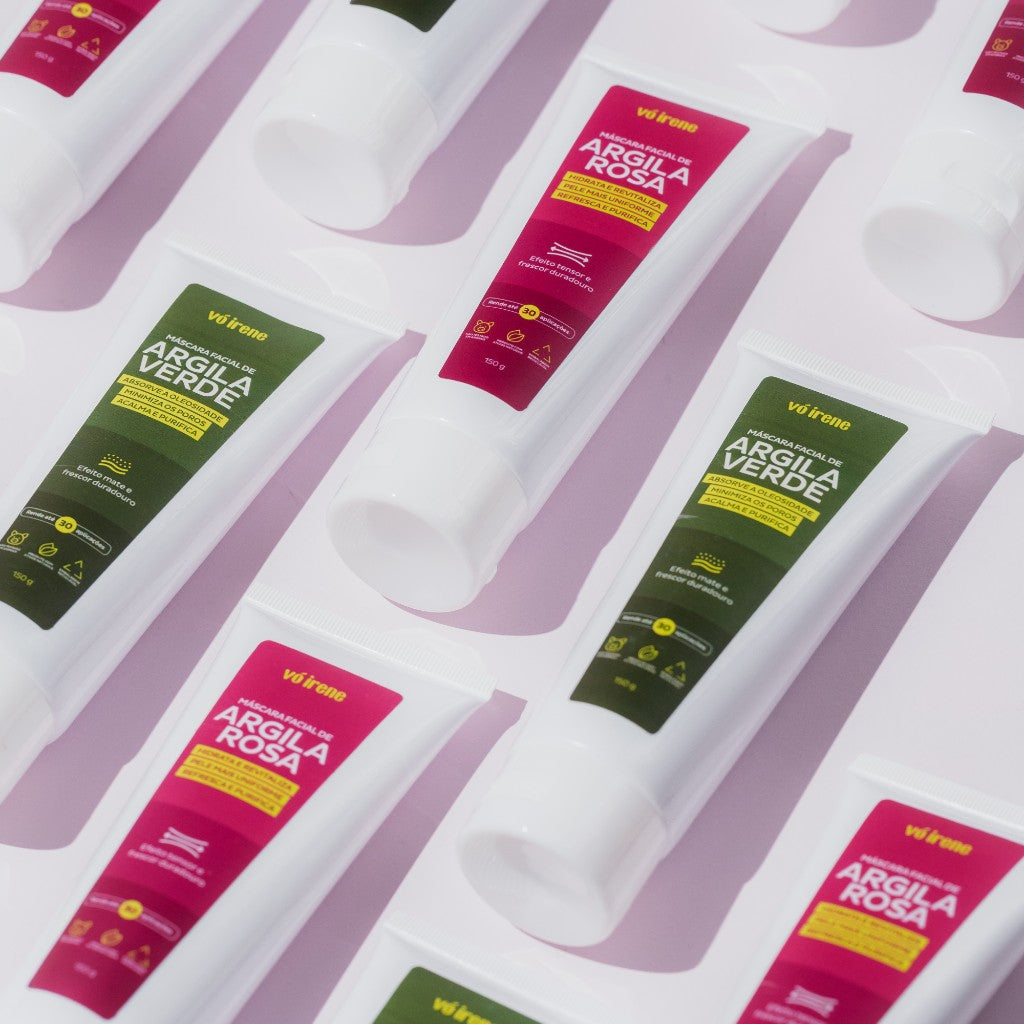 Duo Argila Verde + Argila Rosa: controle de oleosidade e viço imediato